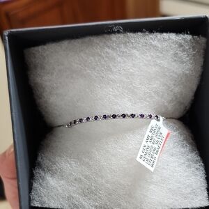 Amethyst Gemstone Sterling Silver Bolo Bracelet